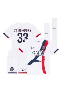 Paris Saint-Germain Warren Zaire-Emery #33 Babyklær Borte Fotballdrakt til barn 2025-26 Korte ermer (+ Korte bukser)